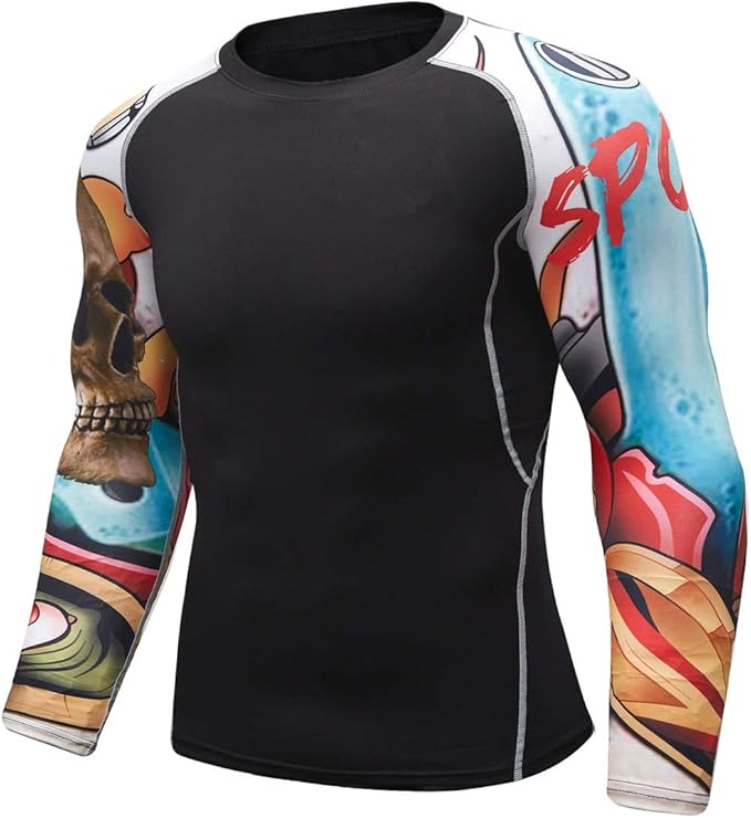 Men's Soft Fit Long Sleeve Workout Rashguard Cool Dry Compression Fitness Shirt