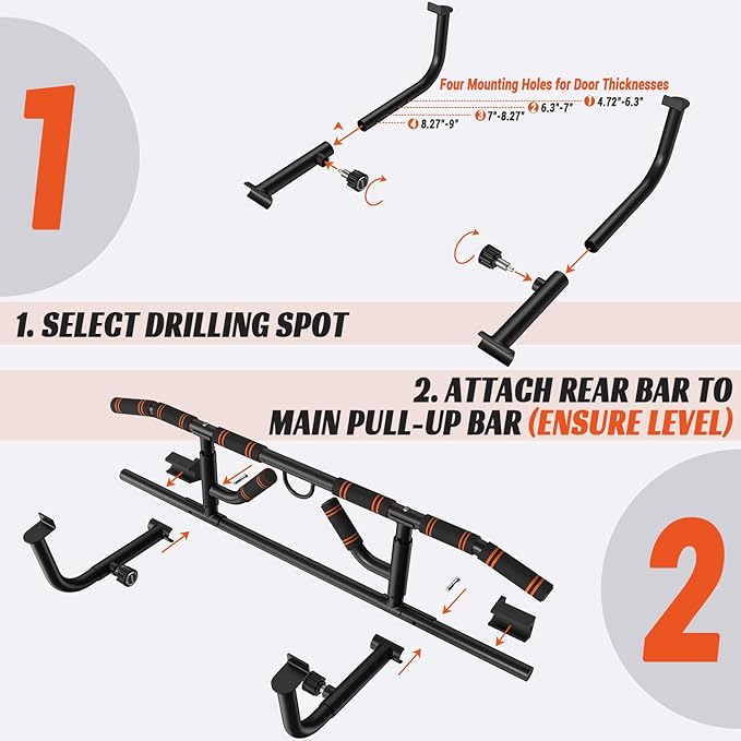 Sportneer 2025 Upgrade Pull up Bar for Doorway with Folding Handle, Door Pull up Bar Door Frame Multi-Grip Upper Body Trainer, 440lb, Indoor Fitness for Home Gym Strength Training - US Patent Pending