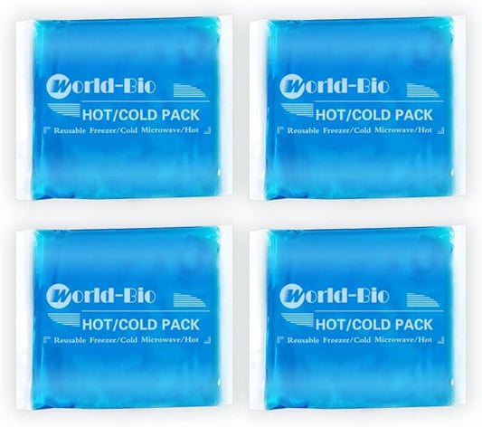 Reusable Gel Ice Packs (4 Pack) - Hot Cold Pack for Injuries, Pain Relief, Migraines - Gel Ice Pack Cold Compress for Back, Neck, Foot and Wrist - Flexible Cold Packs for Injuries - 5.1" x 6.5"