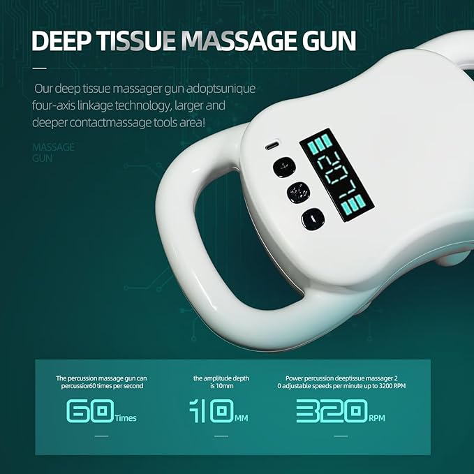DEITY Massage Gun Deep Tissue, 4-Heads Handheld Electric Body Massager, Percussion Massager for Pain Relief in Back, Leg, Neck, Shoulder and Body, Relax Perfect Gifts for Man Women, White