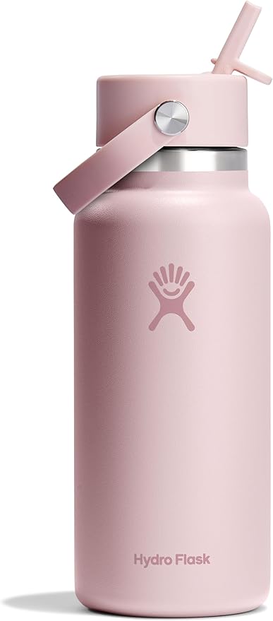 Hydro Flask Water Bottle - Insulated Stainless Steel - Wide Mouth Flex Straw Lid, Non Spill, Leakproof and Refillable in 32 Oz Tonal Trillium