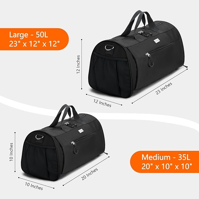 TOPDesign Gym Bag for Women & Men, Unisex Duffel Bag with Shoe Compartment & Wet Pocket for Travel Sports Gym (L Black)