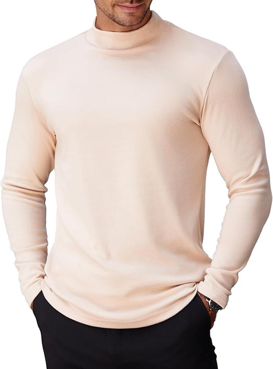 COOFANDY Mens Mock Turtleneck Long Sleeve Shirts Basic Thermal Turtle Neck Undershirt Lightweight Pullover Sweaters Top