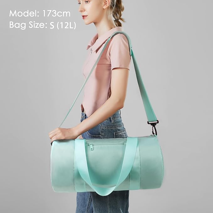 Small Gym Bag Duffel Bag for Women Men Fitness Sports Bag Workout Adjustable Detachable Shoulder Strap Lightweight Carry on Travel Duffle Bag (Green, 15" / Mini / 12L)