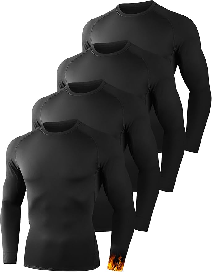 Dalavch 4/5 Pack Thermal Compression Shirts for Men Long Sleeve Running Gear Undershirt Base Layer for Winter Cold Weather
