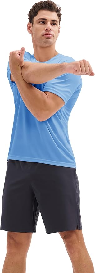 MAGCOMSEN 3 Pack Men's Short Sleeve Quick Dry Shirts Moisture Wicking UPF 50+ Athletic Running Gym Workout Swim T-Shirts