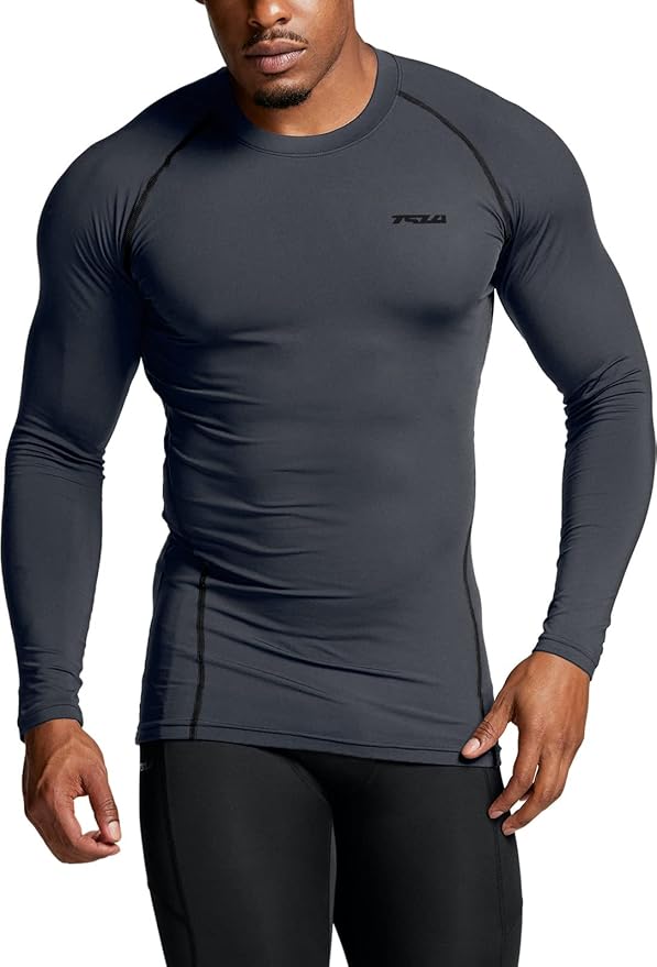 TSLA Men's UPF 50+ Compression Shirts, Cool Dry Long Sleeve Athletic Tops, Sports Baselayer Workout Shirt