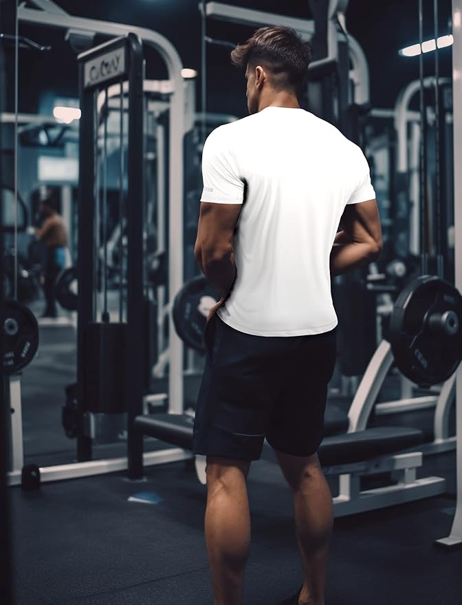 Mens Workout Shirts Fitted, Quick Dry Gym Tshirts Running Athletic Top Moisture Wicking Tee