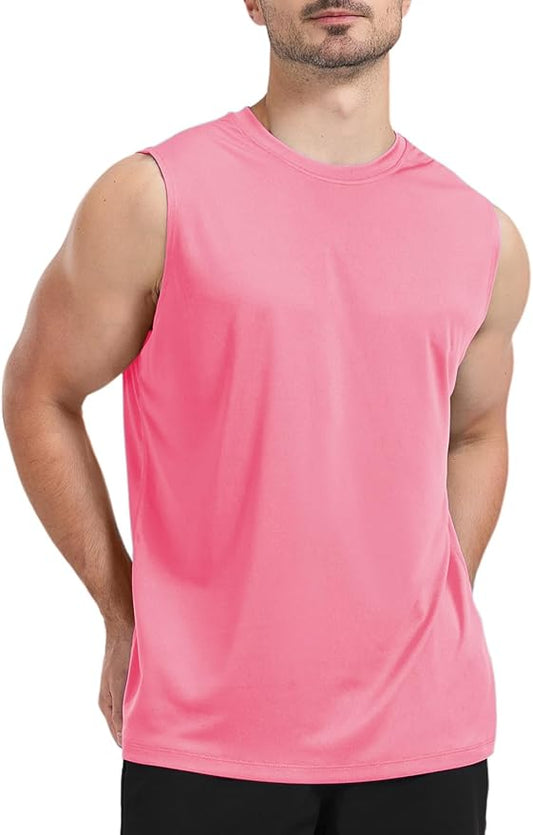 Men's Sleeveless UPF 50+ Swim Shirts Quick Dry Workout Tank Top UV Protection Running Gym Muscle T Shirts
