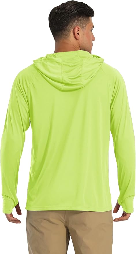 MAGCOMSEN Men's Hooded UPF 50+ Sun Protection T Shirts Long Sleeve Athletic Fishing Shirts Rash Guards