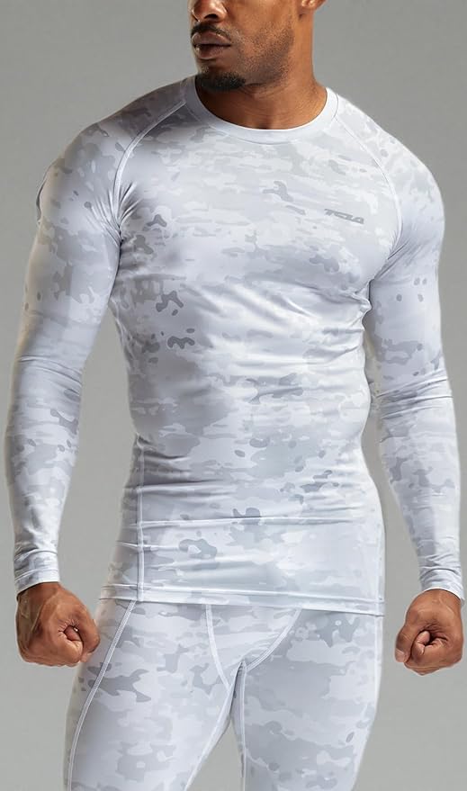 TSLA Men's UPF 50+ Compression Shirts, Cool Dry Long Sleeve Athletic Tops, Sports Baselayer Workout Shirt