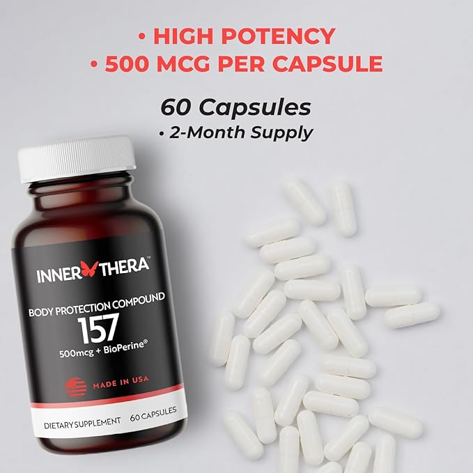 Extra-Strength BP-C 157 Peptide Capsules- 500mcg (Proudly Made in USA) - 2 Month Supply - Muscle Health - Tissue Health - Gut Health - Workout Recovery - Strength and Wellness - 60 Capsules