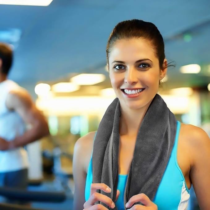 KinHwa Absorbent Workout Towels for Gym Soft Gym Towels for Sweat Microfiber Sports Towel Perfect Size for Workouts, Hot Yoga, Running, Biking or Camping 16inch x 31inch 3 Pack