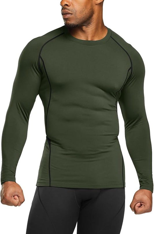 TSLA Men's Thermal Long Sleeve Compression Shirts, Athletic Base Layer Top, Winter Gear Running T-Shirt