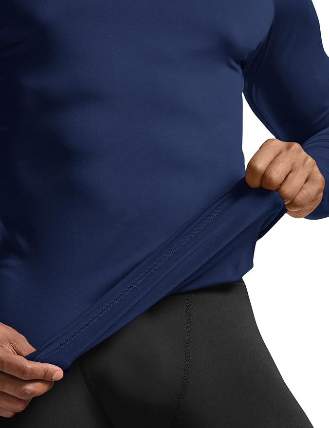 TSLA Men's Thermal Long Sleeve Compression Shirts, Mock/Turtleneck Winter Sports Running Base Layer Top