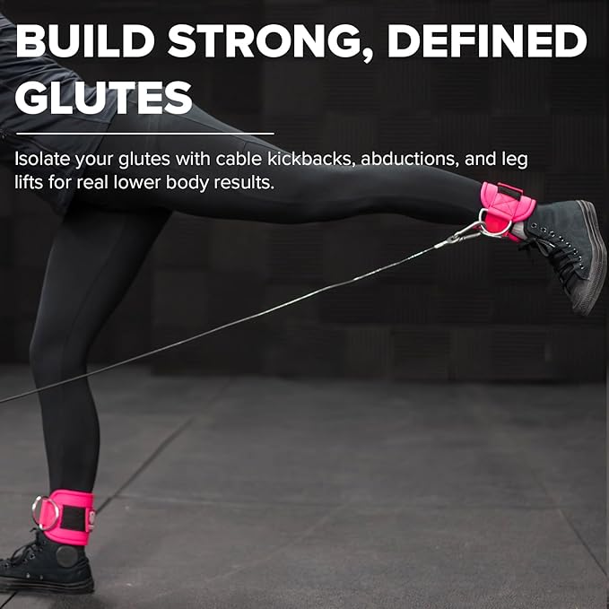 Women's Ankle Strap for Cable Machines & Resistance Bands: Gym & Home Workout Cuff Attachment for Leg Extensions, Kickbacks, Hip Abductors - Booty Exercises