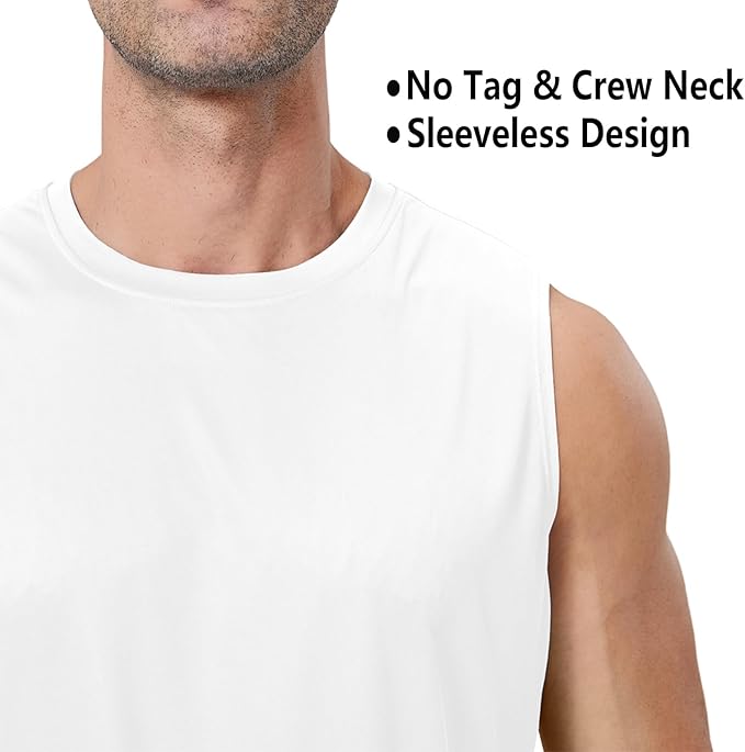 Men's Sleeveless UPF 50+ Swim Shirts Quick Dry Workout Tank Top UV Protection Running Gym Muscle T Shirts