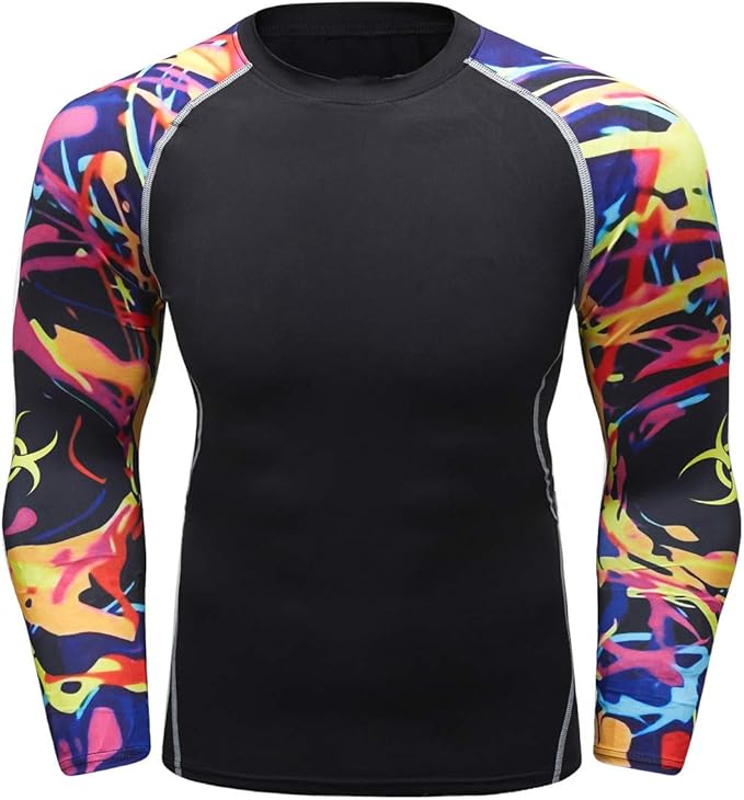 Men's Soft Fit Long Sleeve Workout Rashguard Cool Dry Compression Fitness Shirt