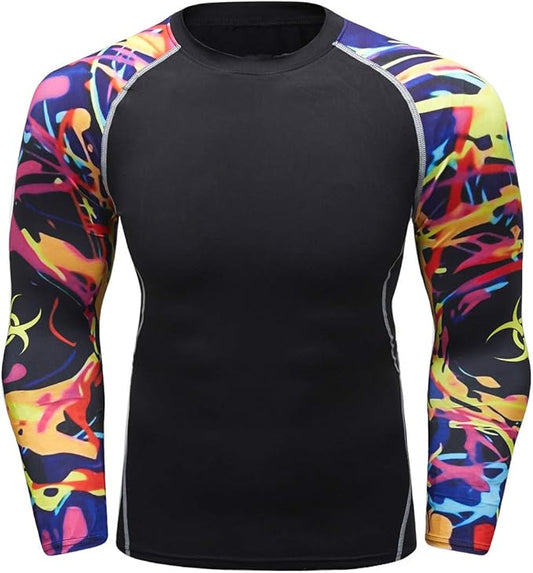 Men's Soft Fit Long Sleeve Workout Rashguard Cool Dry Compression Fitness Shirt