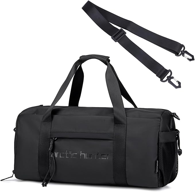 Small Gym Bag Duffel Bag for Men Women with Shoe Compartment Ideal for Sports,Travel,and Overnight Trips, Athletic Gear Workout Weekender Bags, Black