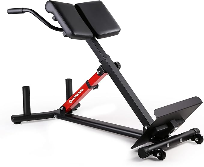 LIONSCOOL Heavy-Duty Adjustable Roman Chair - Back Extension Bench with Multiple Adjustment Functions- Hyperextension Bench Perfect for Home Gym