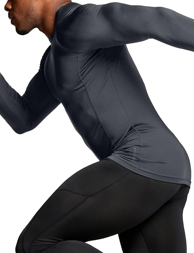 ATHLIO Men's UPF 50+ Long Sleeve Compression Shirts, Water Sports Rash Guard Base Layer, Athletic Workout Shirt