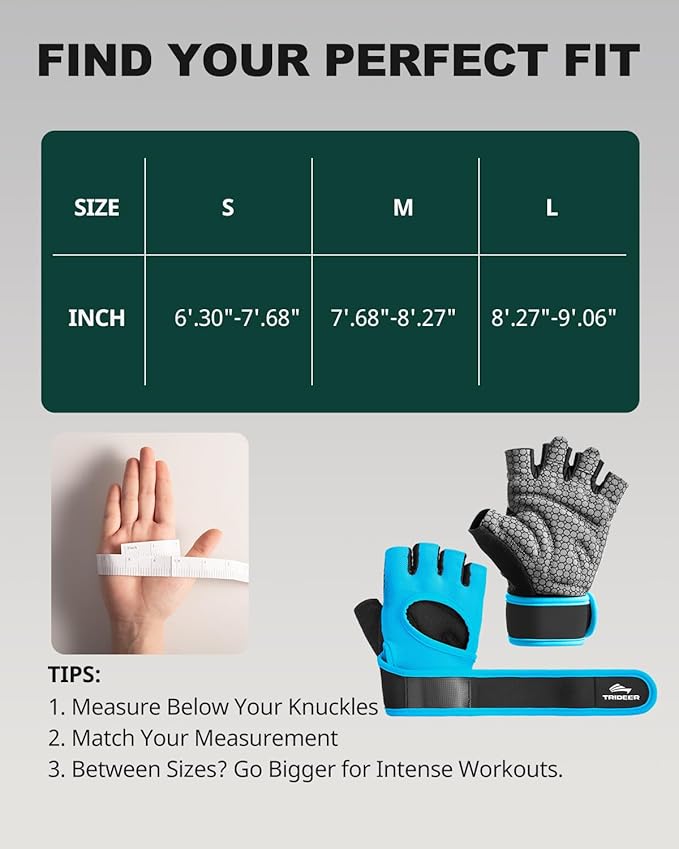 Trideer Weight Lifting Gloves for Women Men with Wrist Support, Workout Gloves Women Full Palm Protection for Gym Training, Fitness, Weightlifting & Pull Ups