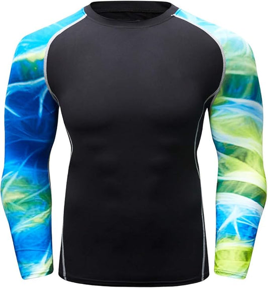 Men's Soft Fit Long Sleeve Workout Rashguard Cool Dry Compression Fitness Shirt