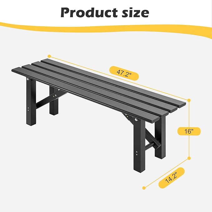 TECSPACE 3-Person Instant Folding Bench, 330 LBS Capacity Lightweight Aluminum Foldable Bench, No Assembly Required