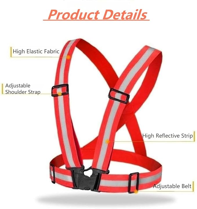Reflective Running Vest 2-10 Pack, High Visibility Reflective Gear Night Cycling Safety Vest Strap for Men Women Kids