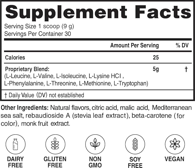 Advanced Bionutritionals – Advanced Amino Powder, Amino Acid Supplement, Build Muscle, Post Workout Recovery, Energy,Non-GMO, Gluten Free, Dairy Free, Vegan (30 Servings) (9.52oz, Citrus Zest)