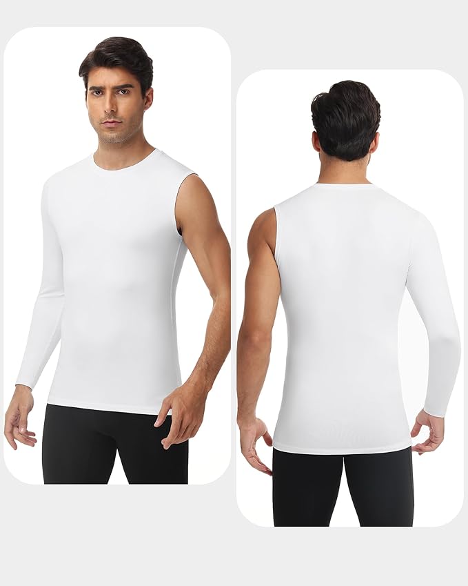 Runhit Men's Basketball One Arm Compression Shirts Long Sleeve 1/2 Single Arm Athletic Undershirt Workout Base Layer Top