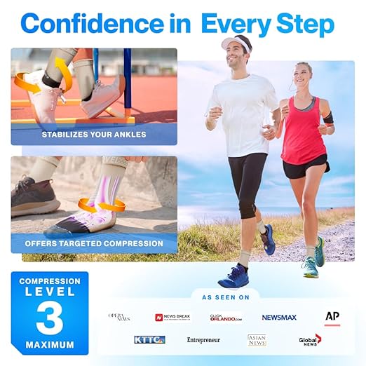 Modvel Foot & Ankle Brace Socks for Sprained Ankle Compression Sleeve - Foot Support for Women & Men - Tendonitis & Arthritis Ankle Brace Sports Running, Torn Ligaments & Women Stabilizing Ankle Wrap
