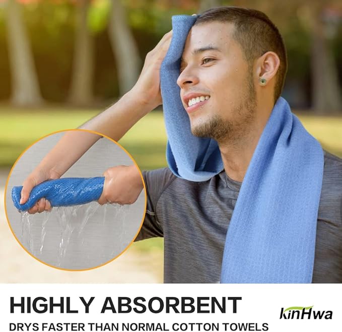 KinHwa Gym Towels - Absorbent Wicking Workout Towels, Quick Dry & Compact, Ideal for Yoga, Fitness, Treadmill or Indoor Bike