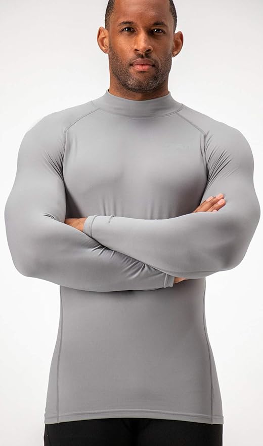 DEVOPS 2 Pack Men's Thermal Turtle Mock Neck Shirts, Compression Long Sleeve Tops and Hoodies