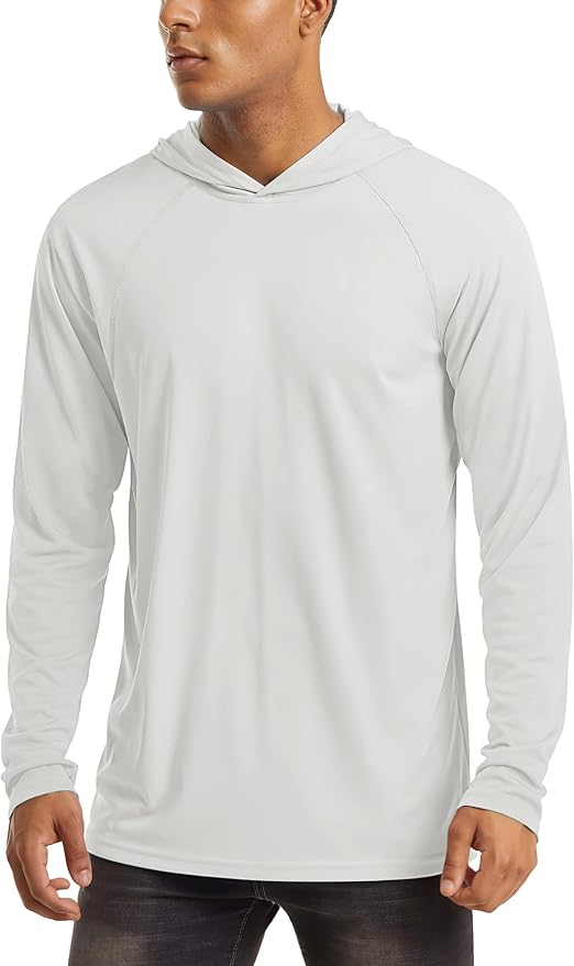 MAGCOMSEN Men's Hooded UPF 50+ Sun Protection T Shirts Long Sleeve Athletic Fishing Shirts Rash Guards