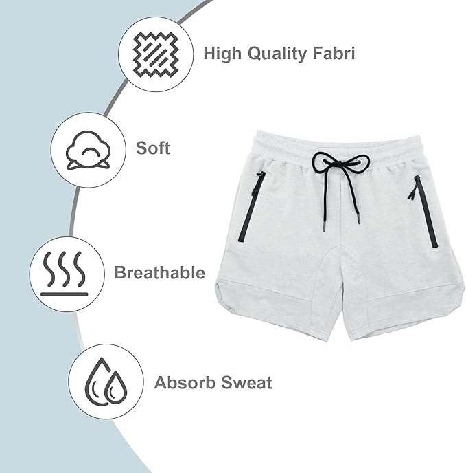 PIDOGYM Men's 5" Gym Workout Shorts,Fitted Jogging Short Pants for Bodybuilding Running Training with Zipper Pockets