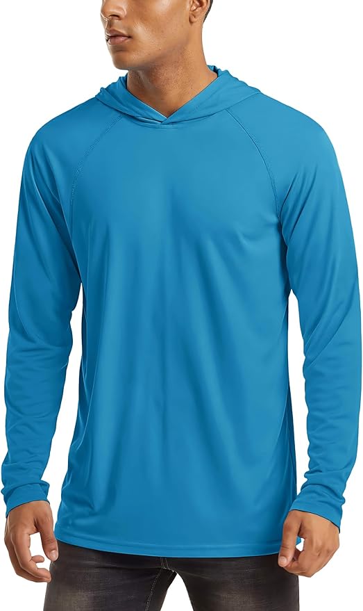 MAGCOMSEN Men's Hooded UPF 50+ Sun Protection T Shirts Long Sleeve Athletic Fishing Shirts Rash Guards