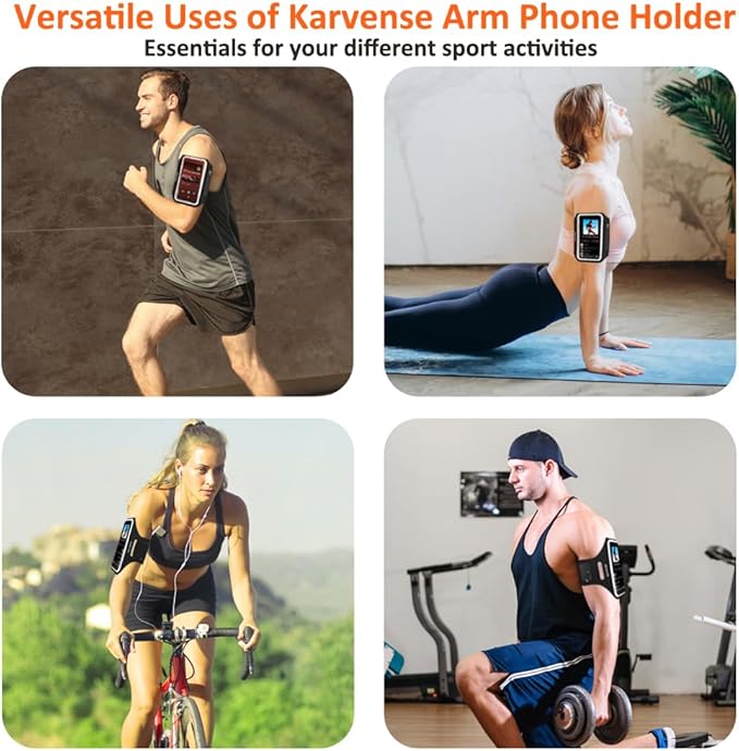 Phone Holder for Running-Arm Band for Running for iPhone & Samsung Galaxy, Cell Phone Armband Holder for Walking, Gym, Workout, Men, Women, w/Adjustable Strap & Zipper Pocket (Black-M)