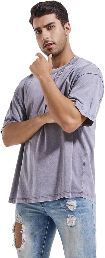 3 Pcs Men's Oversized Heavy Cotton Summer T-Shirts Vintage Tee Loose Fit Short Sleeve Casual Tshirts for Men Women