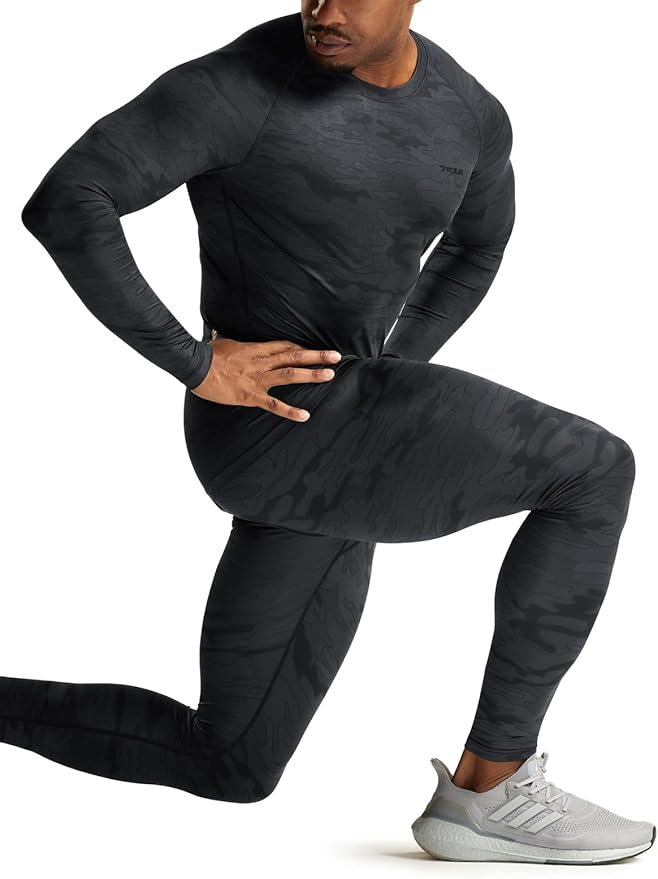 TSLA Men's UPF 50+ Compression Shirts, Cool Dry Long Sleeve Athletic Tops, Sports Baselayer Workout Shirt