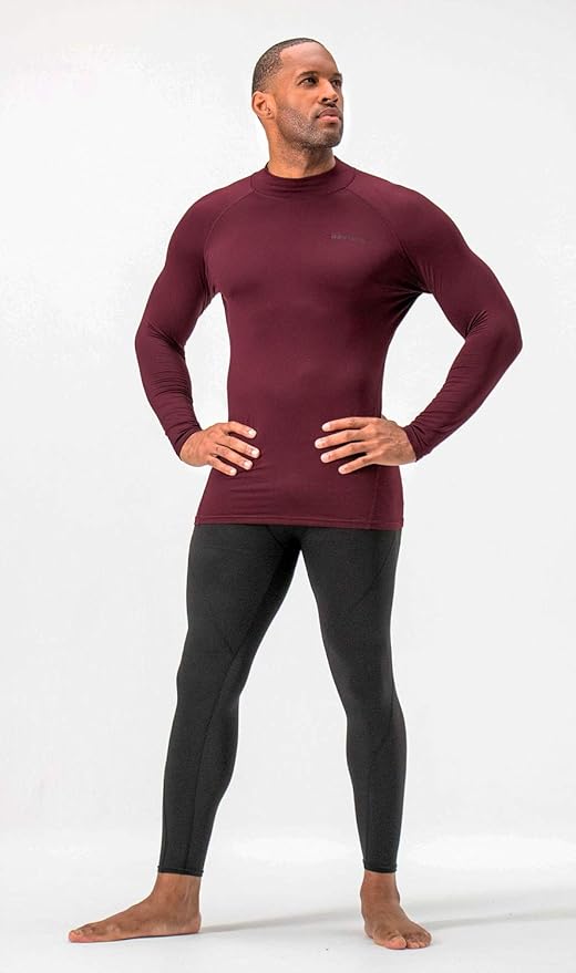 DEVOPS 2 Pack Men's Thermal Turtle Mock Neck Shirts, Compression Long Sleeve Tops and Hoodies