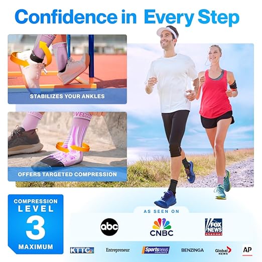 Modvel Foot & Ankle Brace Socks for Sprained Ankle Compression Sleeve - Foot Support for Women & Men - Tendonitis & Arthritis Ankle Brace Sports Running, Torn Ligaments & Women Stabilizing Ankle Wrap