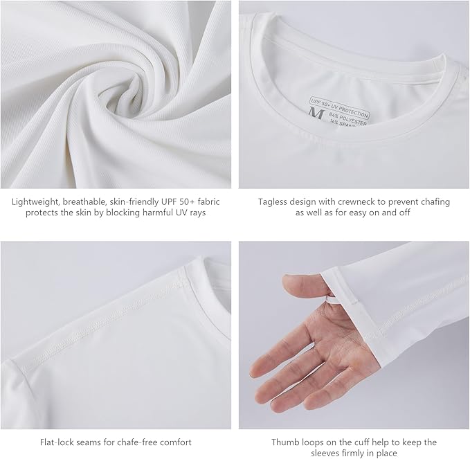 Men’s UPF 50+ Long Sleeve Performance T-Shirts Permanent UV Protective Quick Dry for Everyday Hiking Fishing Beach