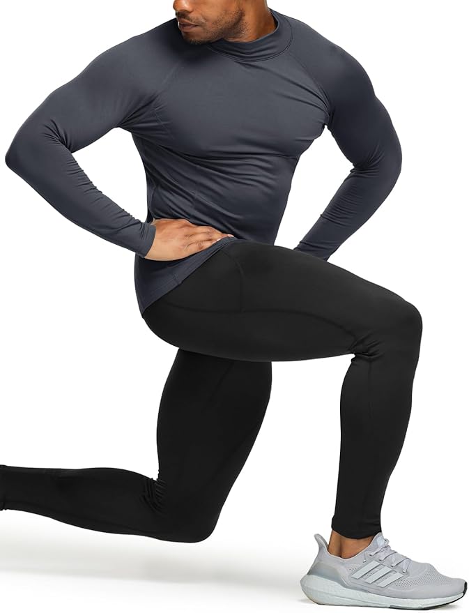 TSLA Men's Thermal Long Sleeve Compression Shirts, Mock/Turtleneck Winter Sports Running Base Layer Top