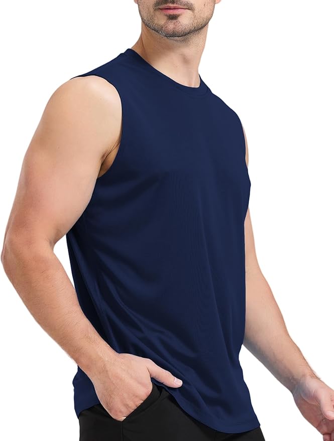 Men's Sleeveless UPF 50+ Swim Shirts Quick Dry Workout Tank Top UV Protection Running Gym Muscle T Shirts