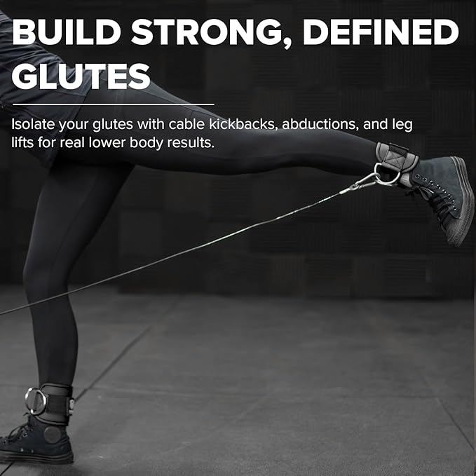 Women's Ankle Strap for Cable Machines & Resistance Bands: Gym & Home Workout Cuff Attachment for Leg Extensions, Kickbacks, Hip Abductors - Booty Exercises