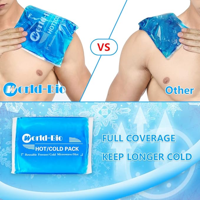 Gel Ice Packs for Injuries Reusable Gel Cold Compress for Shoulder, Knee, Back and Neck - Hot and Cold Packs for Pain, Injury, Surgery - Flexible Soft Ice Pack for Injury (12.4" x 8.3" 2 Packs)