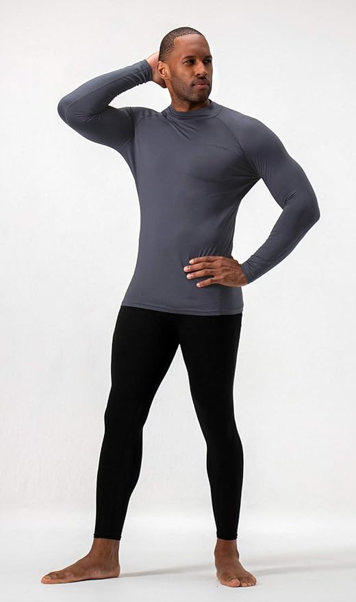 DEVOPS 2 Pack Men's Thermal Turtle Mock Neck Shirts, Compression Long Sleeve Tops and Hoodies