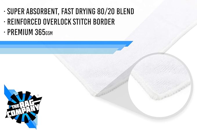 The Rag Company - Sport Towel - Gym, Exercise, Fitness, Sport, Ultra Soft, Super Absorbent, Fast Drying Premium Microfiber, 320gsm, 16in x 27in, White (3-Pack)